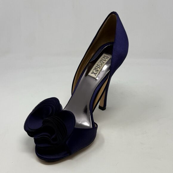 Badgley Mischka Randall D'orsay Heels Womens 7 Purple Satin Peep Toe Wedding - Picture 6 of 16